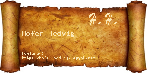 Hofer Hedvig névjegykártya